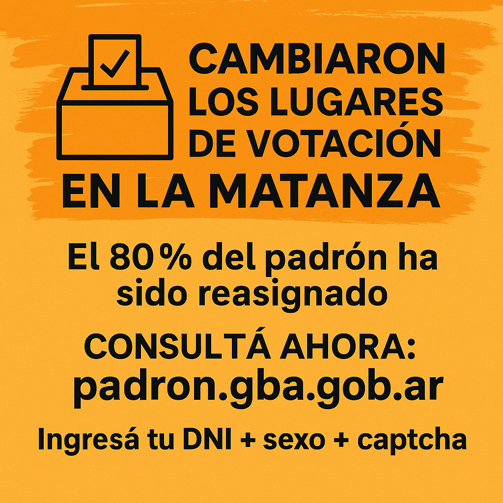🗳️ Cambiaron los lugares de votación en La Matanza: el 80 % del padrón reasignado