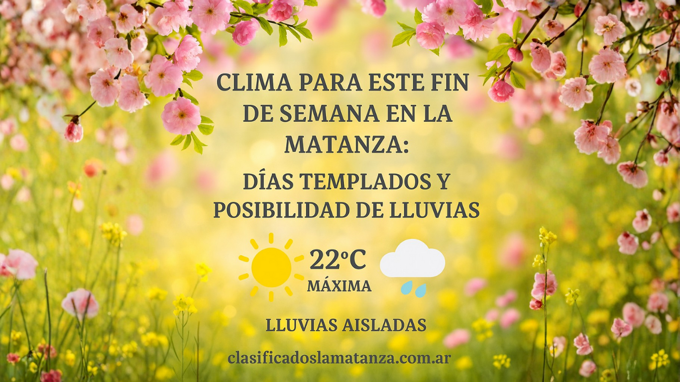 Clima para este fin de semana en La Matanza: días templados y posibilidad de lluvias
