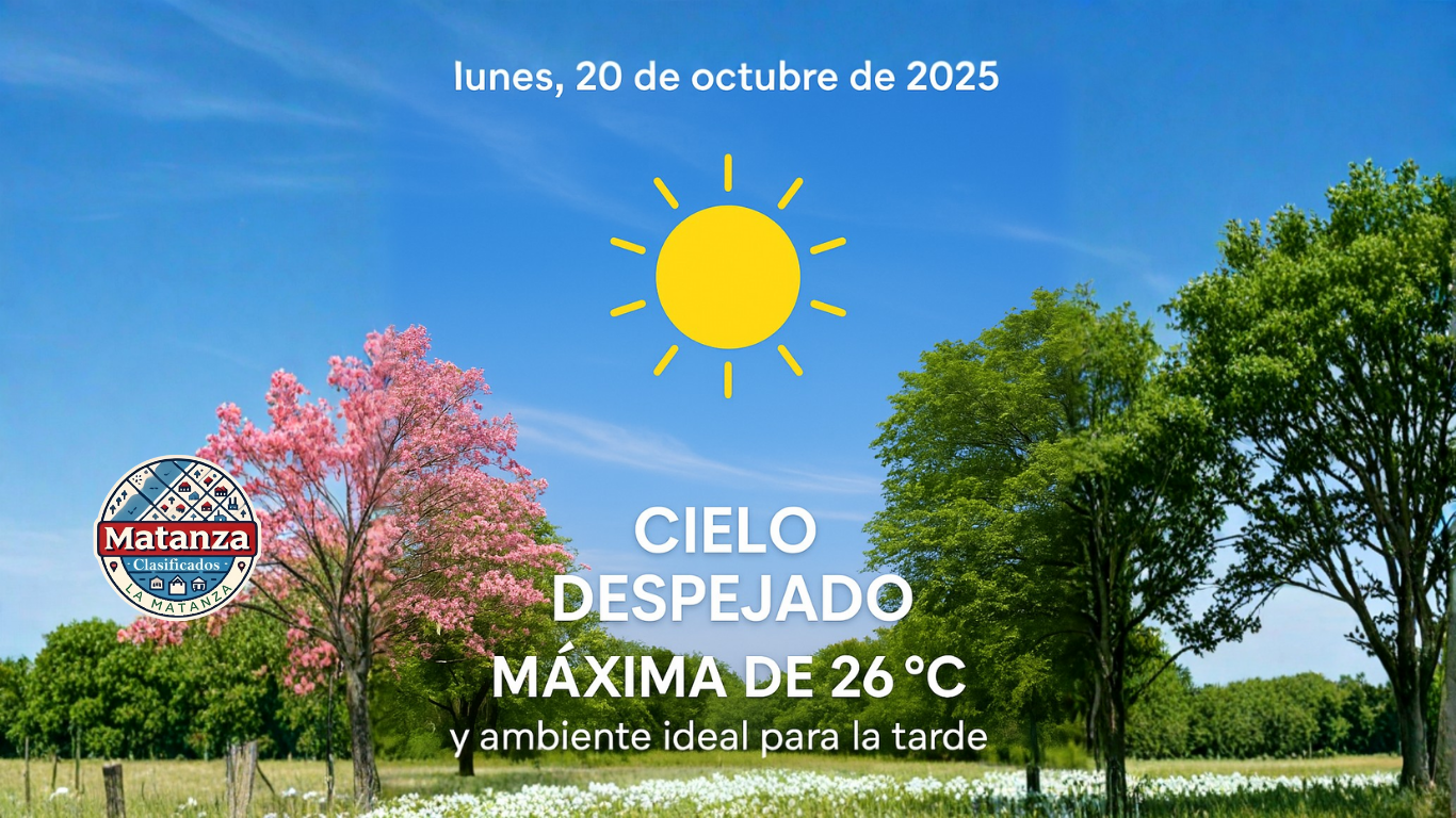 Clima en La Matanza hoy, lunes 20 de octubre de 2025