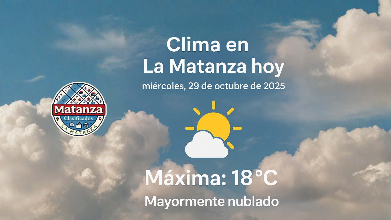 ☁️ Clima en La Matanza hoy, miércoles 29 de octubre de 2025