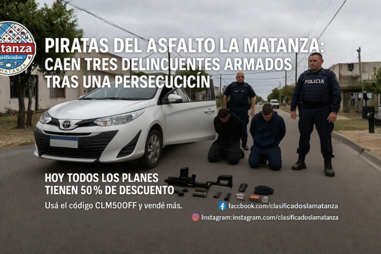 Piratas del asfalto La Matanza: caen tres delincuentes armados tras una persecución