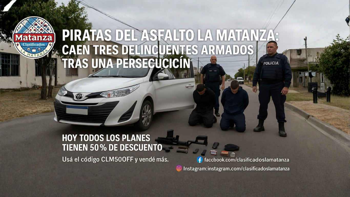 Piratas del asfalto La Matanza: caen tres delincuentes armados tras una persecución