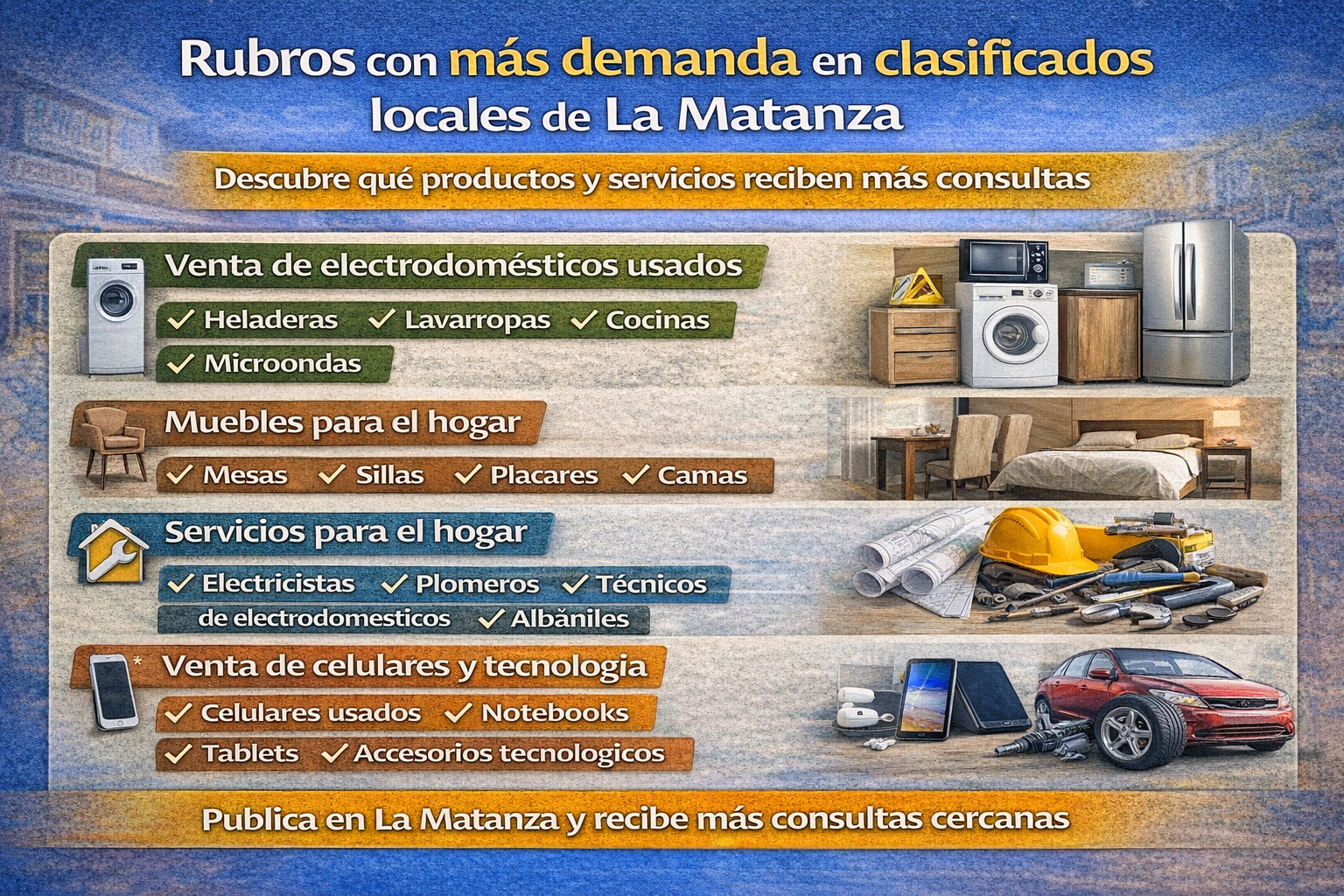 Rubros con más demanda en clasificados locales de La Matanza