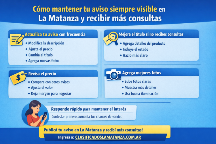 Cómo mantener tu aviso siempre visible en La Matanza y recibir más consultas